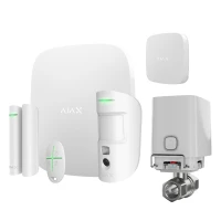 Комплект сигнализации и защиты от потопа Ajax StarterKit Cam white + Ajax WaterStop 1" white + в подарок датчик затопления Ajax LeaksProtect white