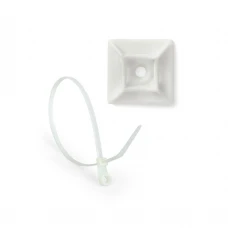 Монтажний комплект: Стяжка Relfix 5 x 200 мм з кріпленням (100 шт/уп) біла+ Майданчик для стяжки Relfix з клейкою основою універсальна 20 x 20 мм (50 шт/уп) білий