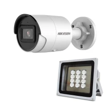 Комплект: IP-видеокамера 4 Мп Hikvision DS-2CD2043G2-I (2.8 мм) AcuSense с видеоаналитикой + ИК-прожектор Lightwell LW12-100IR60-220