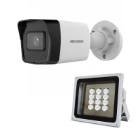Комплект: IP-видеокамера 2 Мп Hikvision DS-2CD1023G2-IUF (2.8 мм) с встроенным микрофоном + ИК-прожектор Lightwell LW12-100IR60-220
