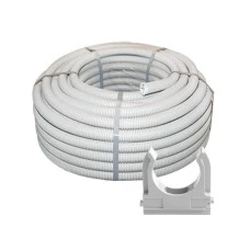 Комплект: гофротруба Light ДКС ПВХ D 32 (25 м) сіра + кліпси для гофри 32 мм (50 шт/уп) сіра