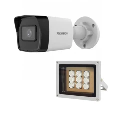 Комплект: IP-видеокамера 2 Мп Hikvision DS-2CD1023G2-IUF (2.8 мм) с встроенным микрофоном + ИК-прожектор Lightwell LW9-100IR45-220