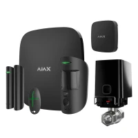 Комплект сигнализации и защиты от потопа Ajax StarterKit Cam black + Ajax WaterStop 1" black + в подарок датчик затопления Ajax LeaksProtect black