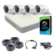 Комплект видеонаблюдения для улицы 2 Мп: видеорегистратор DS-7104HQHI-K1(S), 4 камеры DS-2CE16D0T-IRF (C) (3.6 мм), жесткий диск, блок питания, разветвитель питания, 4 BNC-power кабеля