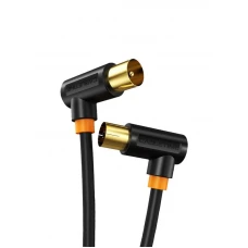 Кабель Cabletime Телевізійний, 3m, Г-подібний 90 градусів Male to Female, 75OHM, Black (CF34N)