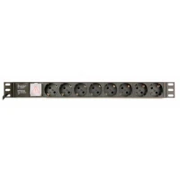 Блок розеток EnerGenie 19" 1U (EG-PDU-014) алюм. корп., 8 розеток, 16A, 2м, чорний, вилка Schuko