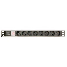 Блок розеток EnerGenie 19" 1U (EG-PDU-014) алюм. корп., 8 розеток, 16A, 2м, чорний, вилка Schuko