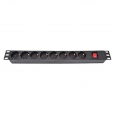 Блок розеток Atcom 1U 19" (PDU-8W-CN-WS) 8 розеток, з вимикачем, ал. корпус, німецький тип, без кабеля
