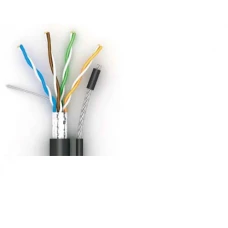 Кабель для зовнішнього прокладення Atcom (13760) FTP, CAT5е, 4х2х0,5 мм, CCA, бухта 305 м, с тросом 1,2мм