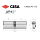 Цилиндр CISA AP4 S 100 (45*55) никель матовый 3 ключа