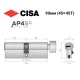 Цилиндр CISA AP4 S 90T (45*45T) никель матовый 5 ключей