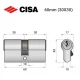 Цилиндр CISA C2000 60 (30*30) никель матовый 3 ключа