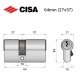 Цилиндр CISA C2000 64 (27*37) никель матовый 3 ключа