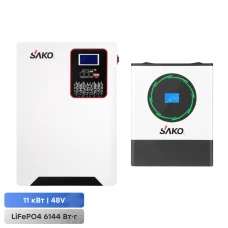 Комплект резервного живлення Sako: гібридний інвертор 11kW SUNPOLO-11K +150A MPPT й акумуляторна батарея 51.2В 6144Втг Li-Sun series LiFePo4