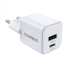 Мережевий зарядний пристрій Choetech PD5012 mini PD30W GAN A+C White