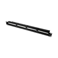Патч-панель 24 порти NVC-PN-01/24 CAT5/CAT6 19" 1U неекранована, з заднім організатором кабелю