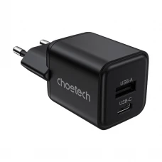 Мережевий зарядний пристрій Choetech PD5012 mini PD30W GAN A+C Black