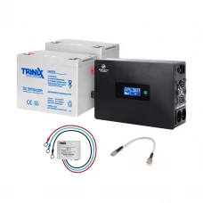 Комплект резервного живлення: високочастотний інвертор 1500VA/1.5kW Kraft + акумуляторна батарея Trinix 12V75Ah/20Hr GEL 2 шт.