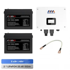Комплект резервного живлення: гібридний інвертор 5kW Megarevo та 2 акумуляторні батареї 25.6В 100Аг Cyclen LiFePo4 LiFePO4
