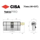 Цилиндр CISA Astral Tekno PRO 70T (40*30T) со штоком никель матовый 3 ключа